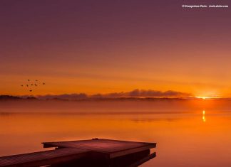 Solnedgång över Storsjön i Jämtland